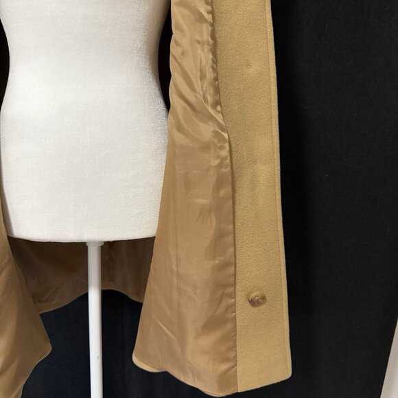Anne Klein Womens Wool Blend Camel Coat With Button Closure Size L - Picture 11 of 16